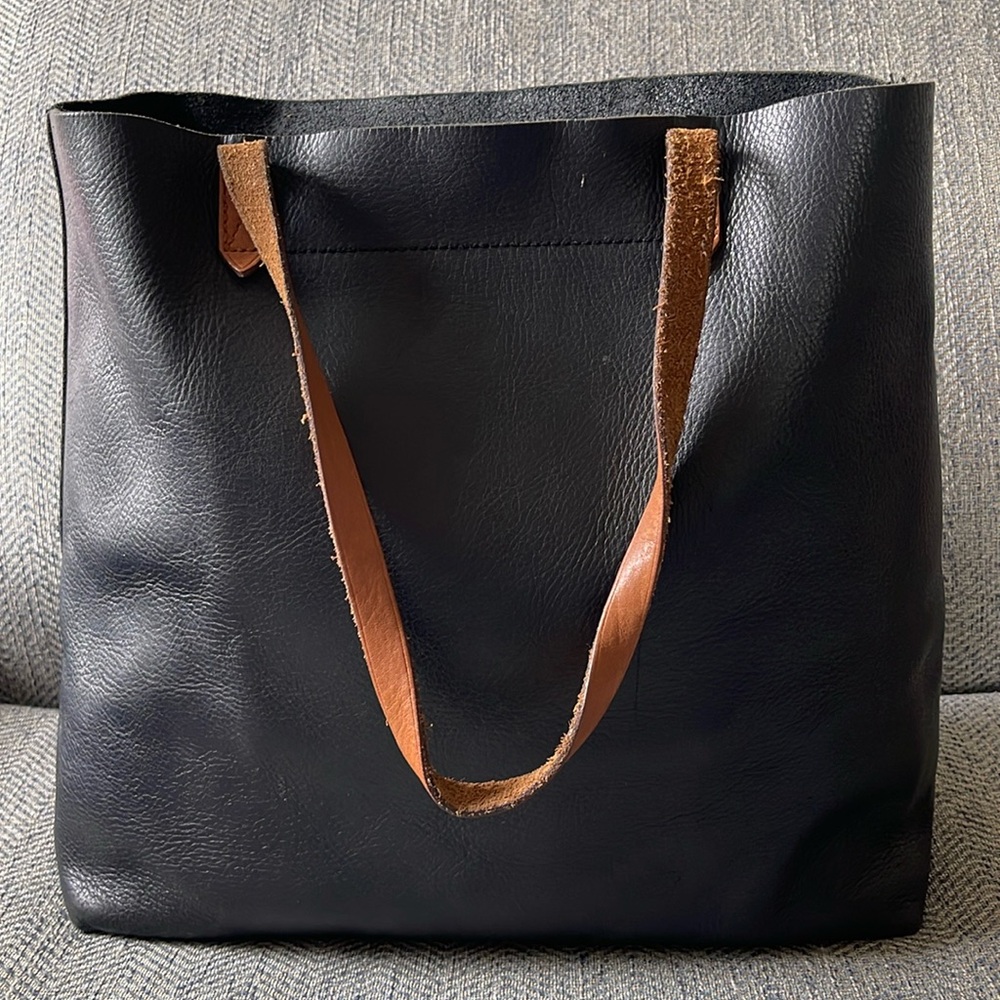 Madewell The transport Pebbled Black Leather  tote Handbag - Picture 2 of 15